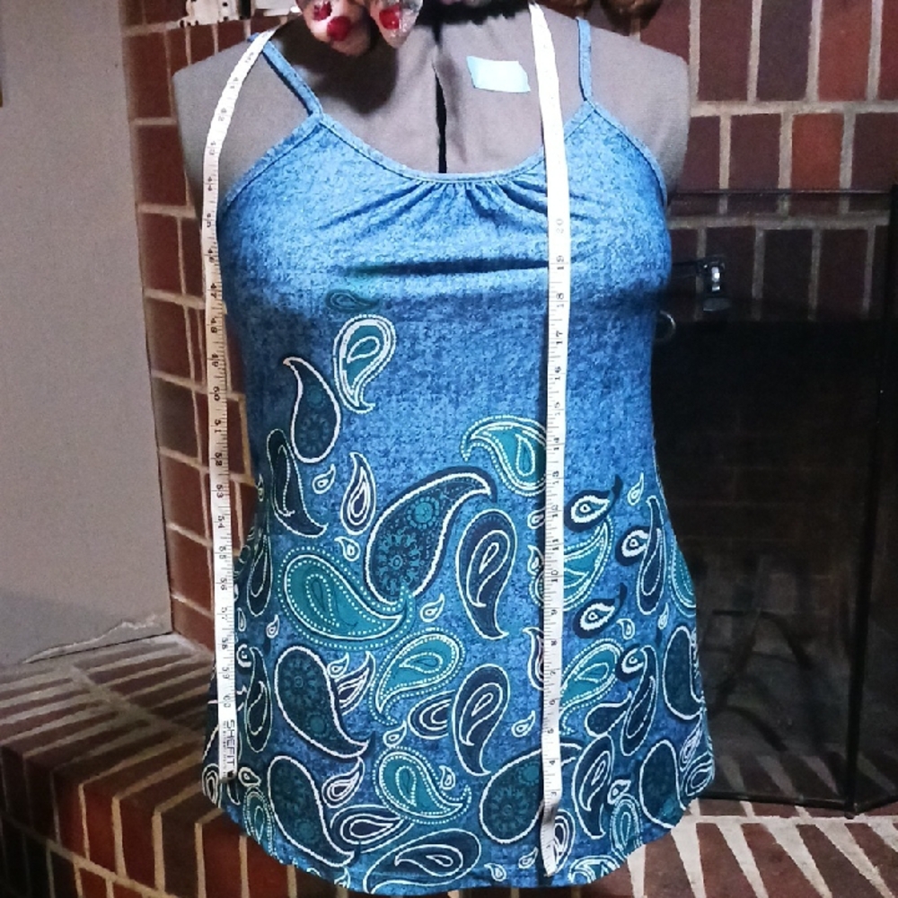 Women's Blue Paisley Tank Top